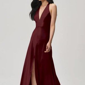 Jenny Yoo / Corinne Dress / Hibiscus red satin / Bridesmaid, Prom, Evening Gown